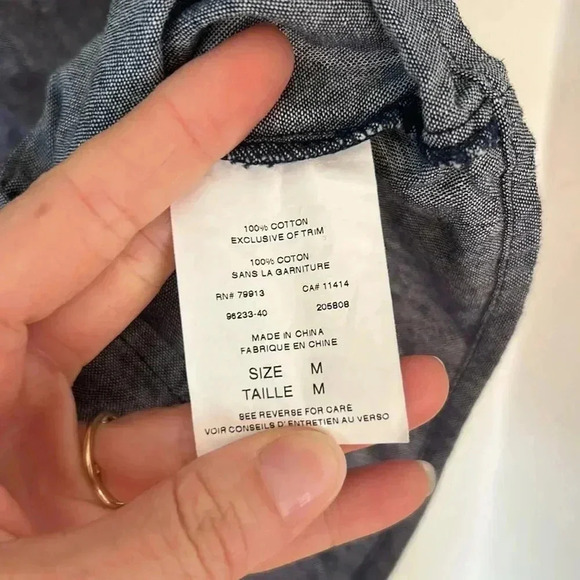 Motherhood Maternity Chambray Ruffle Dress with Tan & Brown Belt, size Medium - Picture 6 of 8